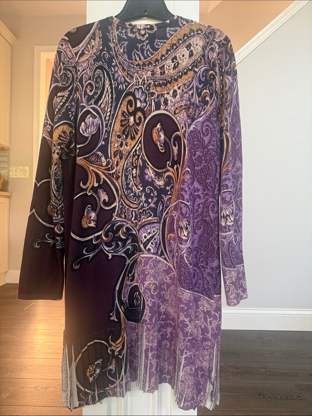 Chico's Purple Paisley Open-Front Longer Cardigan 1 (8/10) - Picture 7 of 7